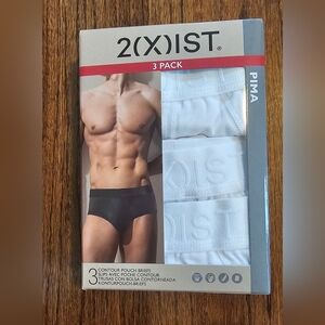 2xist NIB Men's White Pima Cotton Contour Pouch Briefs - 3 Pack - Medium